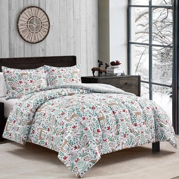 NWT Holiday Deer 3-Pc. Comforter Set Full/Queen - Picture 1 of 6